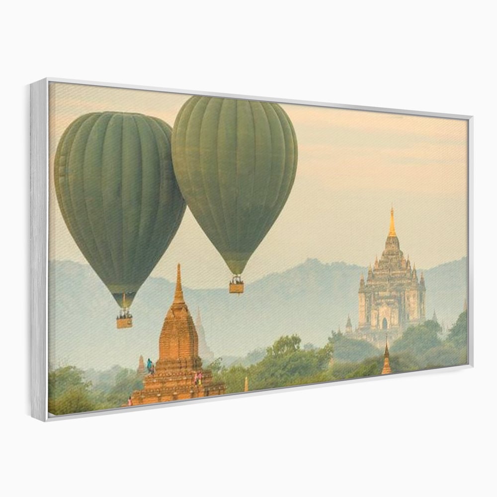 Tablou canvas cu tablou canvas cu peisaj din myanmar, in rama de aluminiu argintiu